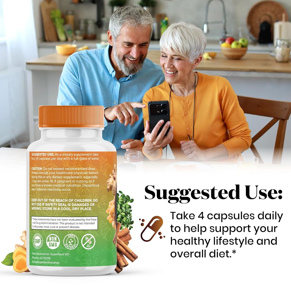 Superfood MD Turmeric Moringa Capsules Supplement