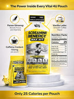 VITAL 4U Screamin Energy Vanilla Latte Energy Shots - 24 Pouches - image 4