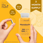 LongLifeNutri Monolaurin 1500mg Supplement - 200 Vegetarian Capsules - image 5