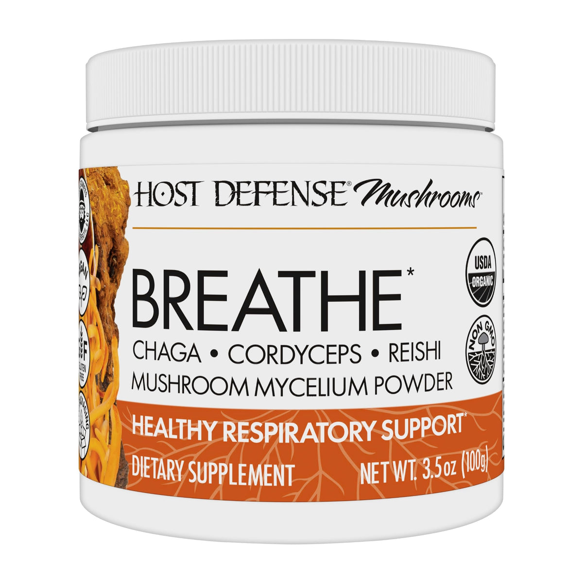 Host Defense Breathe Mushroom Powder for Respiratory Support - 3.5 oz
