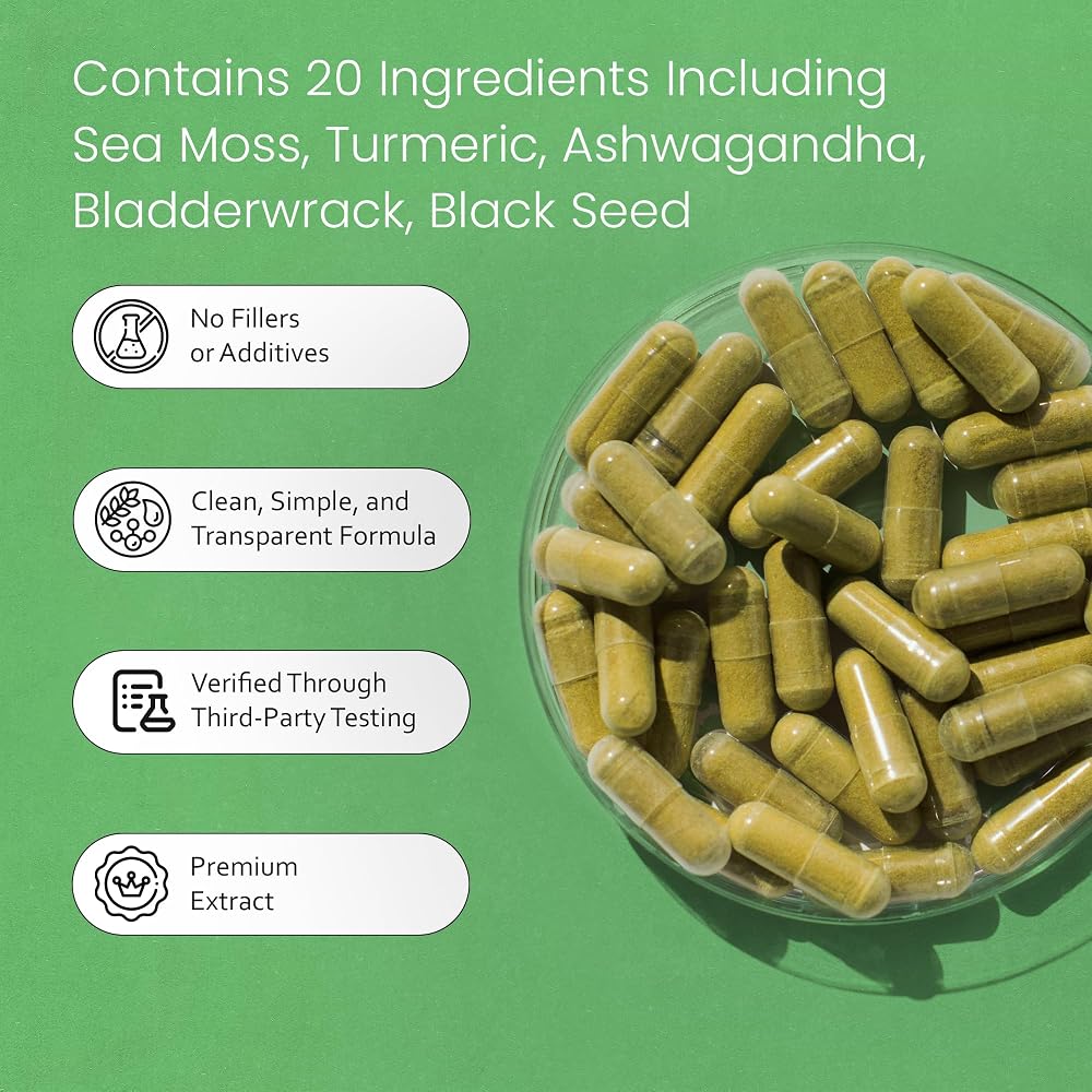 NaturaLife Labs Sea Moss & Ashwagandha Blend - 90 Vegetarian Capsules - image 3