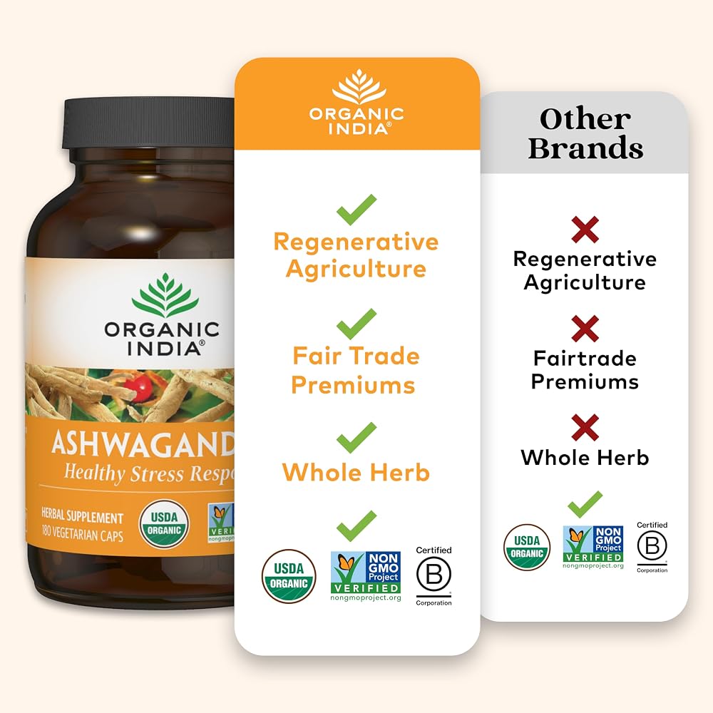 ORGANIC INDIA Ashwagandha Capsules for Stress Relief - 180 Capsules - image 2
