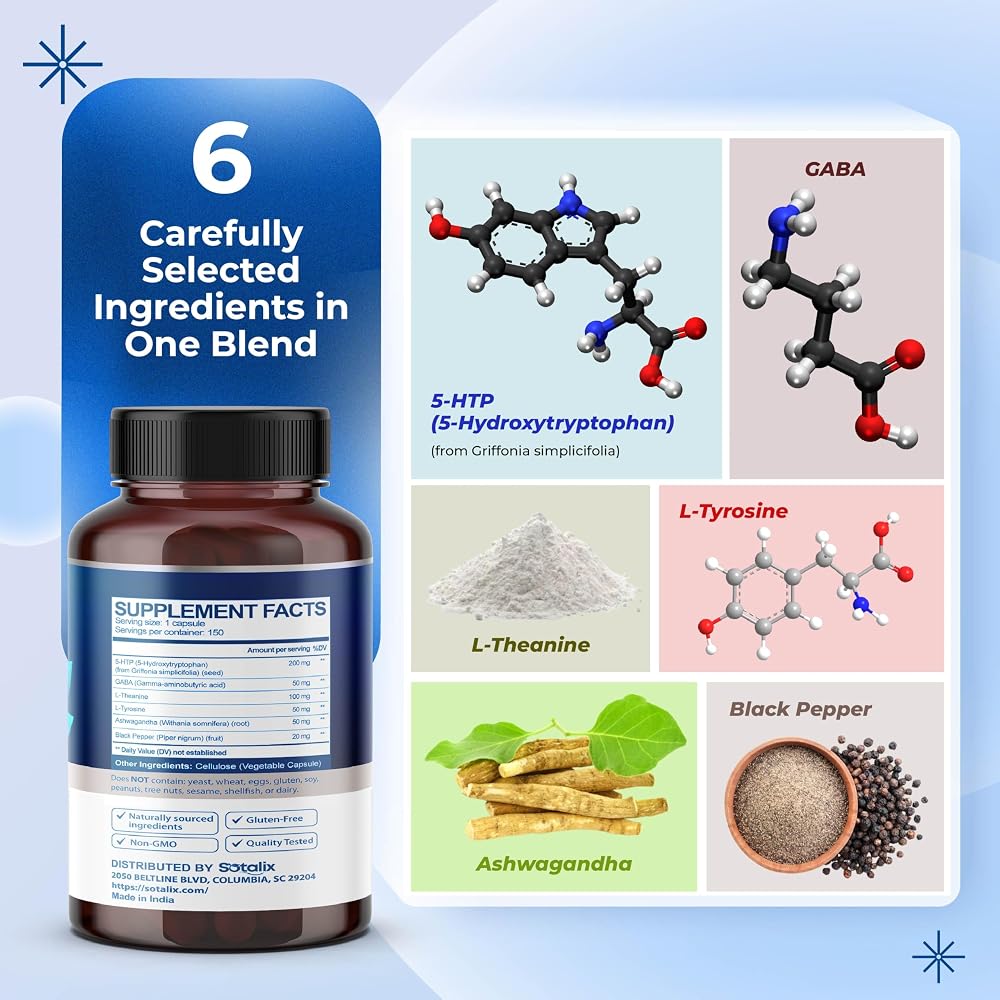 Sotalix 5-HTP GABA Complex 6-in-1 with L-Theanine - 150 Capsules - image 4