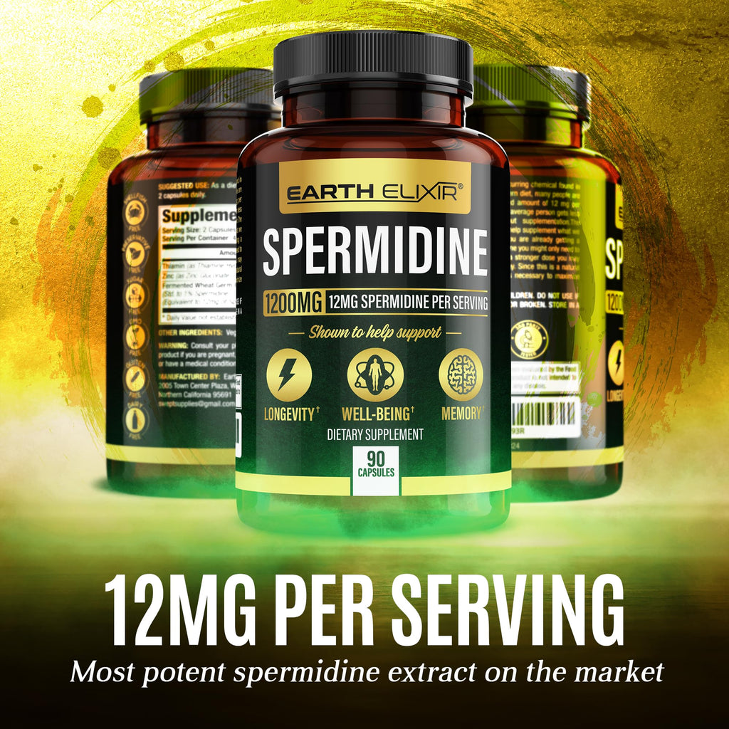 Earth Elixir Spermidine 1200mg Supplement - 90 Capsules - image 3