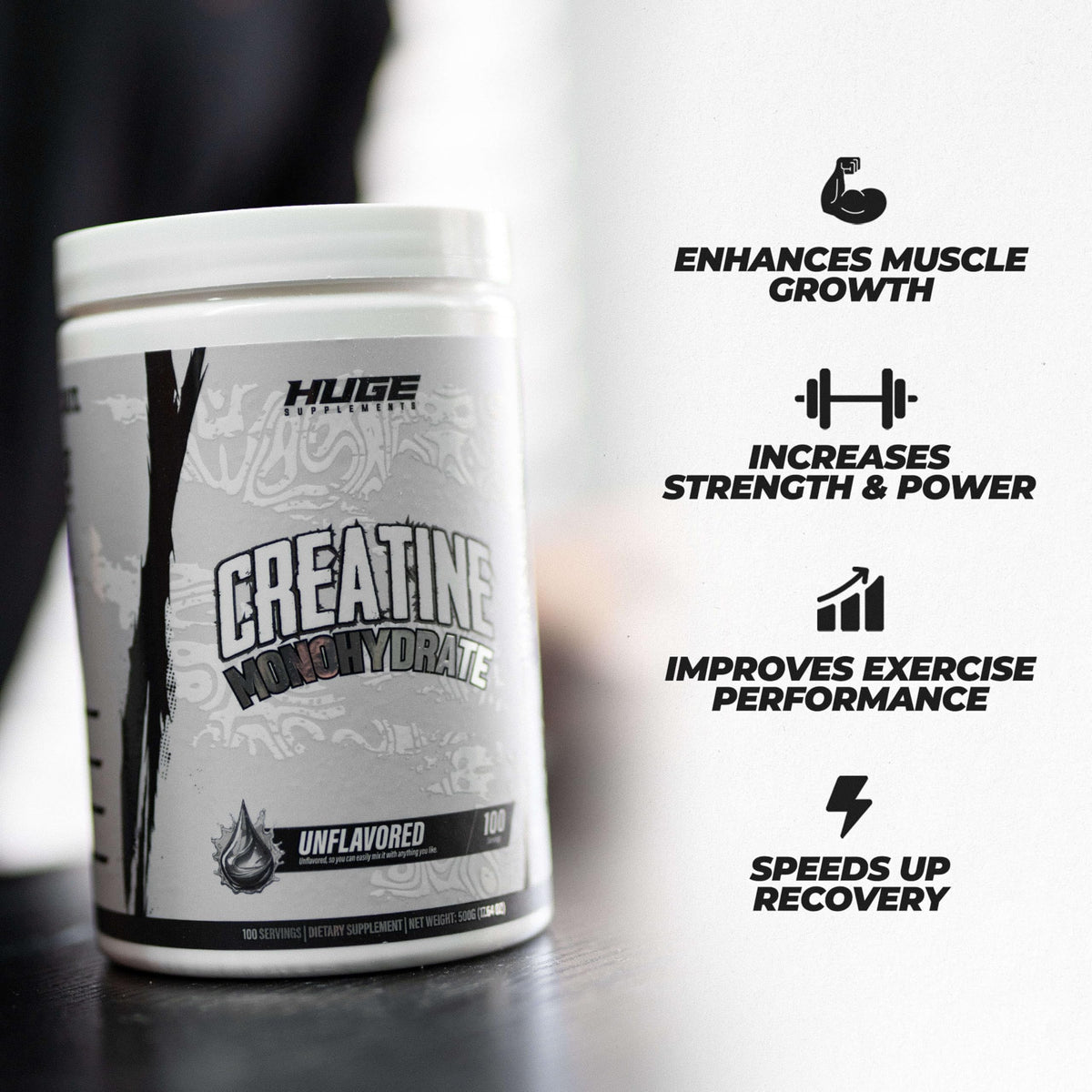 Huge Supplements Pure Micronized Creatine Monohydrate Powder - 500g - image 3
