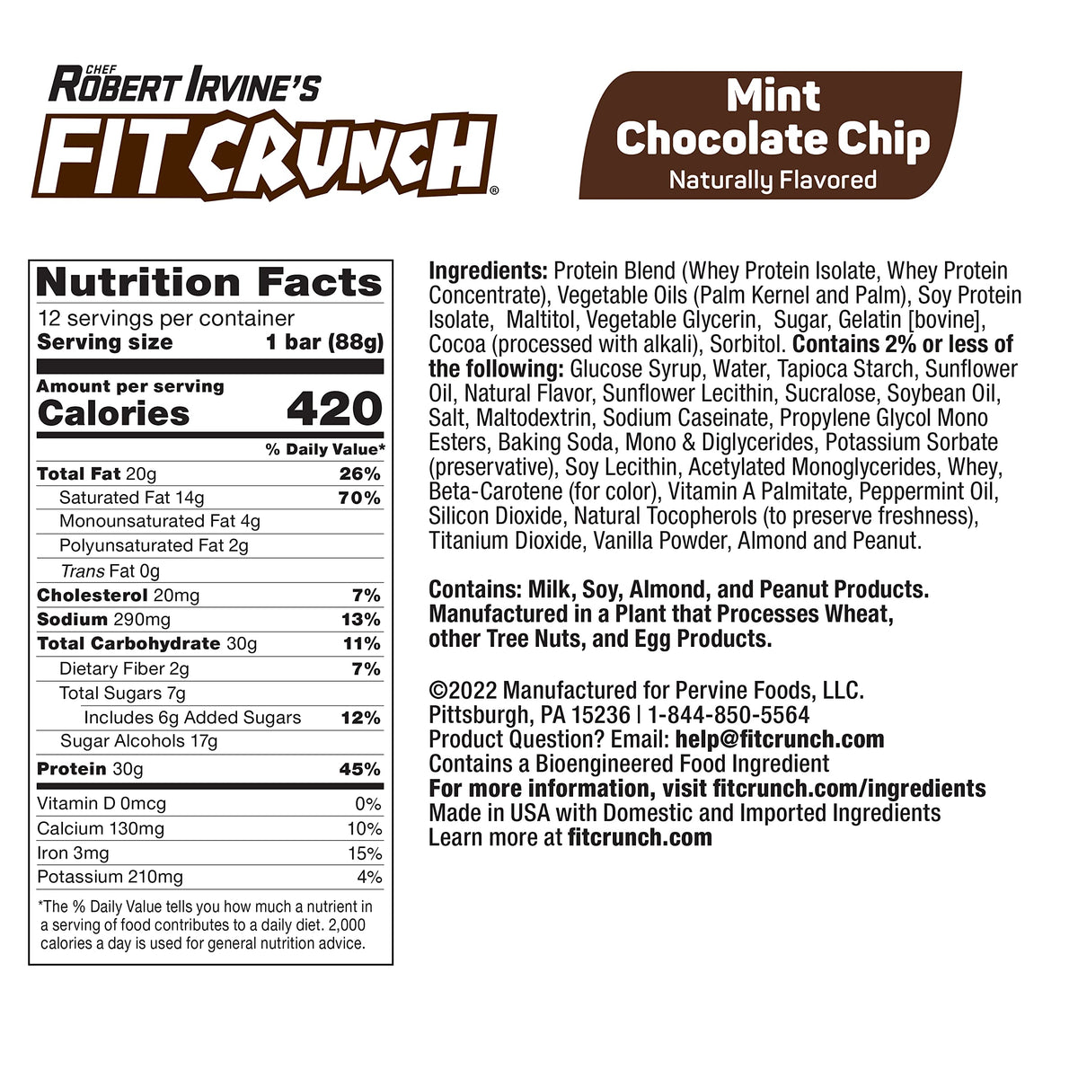 Fit Crunch Full Size Protein Bar Mint Chocolate Chip - 12 Bars - image 2