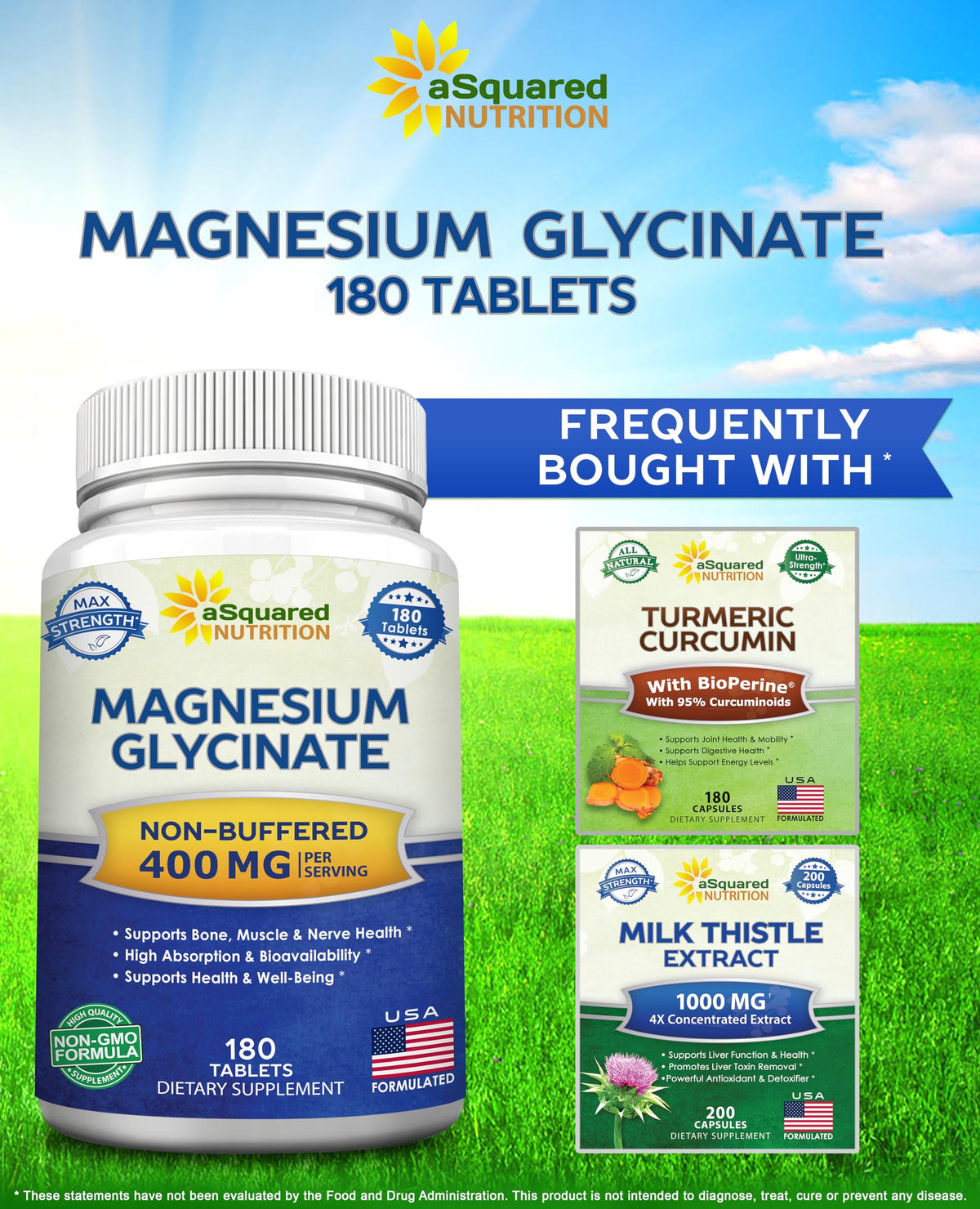 aSquared Nutrition Magnesium Glycinate 400mg - 180 Tablets - image 9