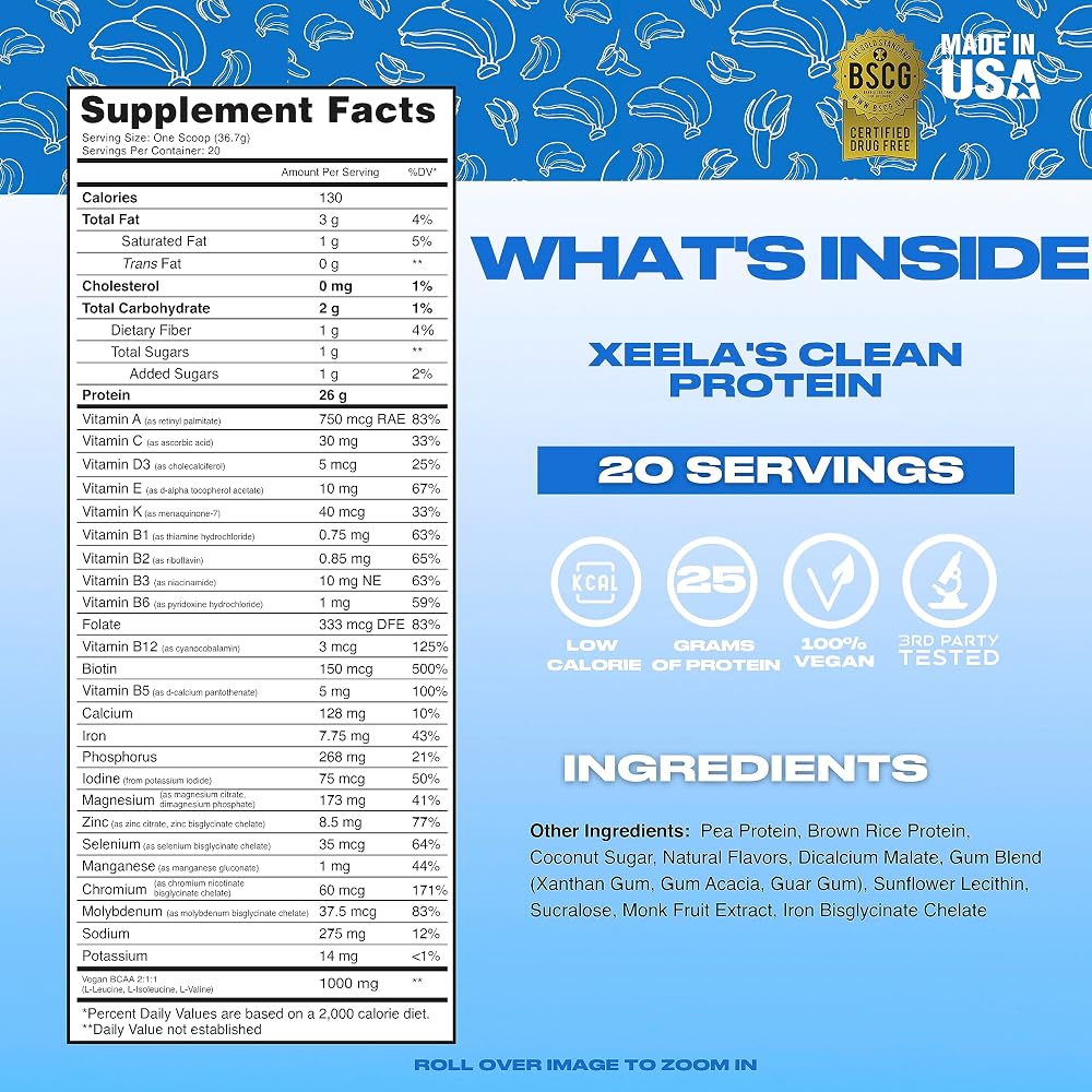 Xeela Plant Based Vegan Clean Protein Powder - Independently Tested