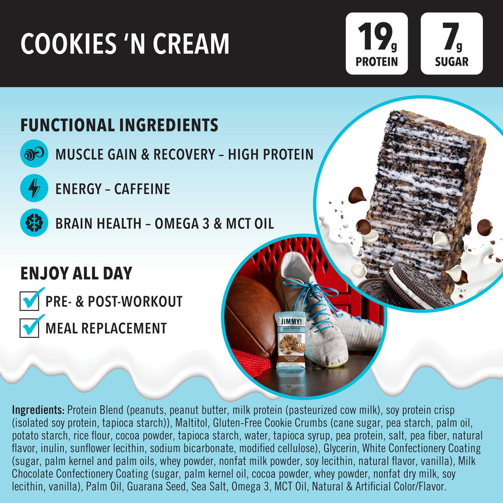 JIMMYBAR Cookies N Cream Protein Bars 19g Protein - 12 Count - image 3