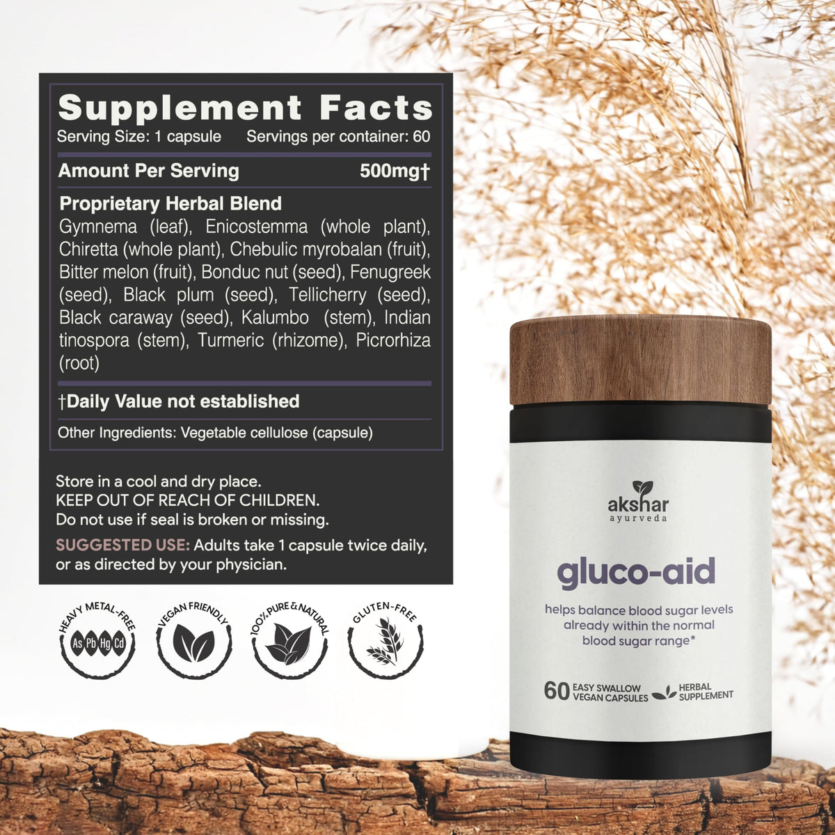 AKSHAR Ayurveda Gluco Support Herbal Supplement - 60 Capsules - image 5