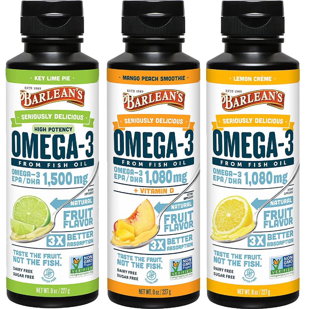 Barlean's Omega 3 Fish Oil Liquid Supplement for Men and Women