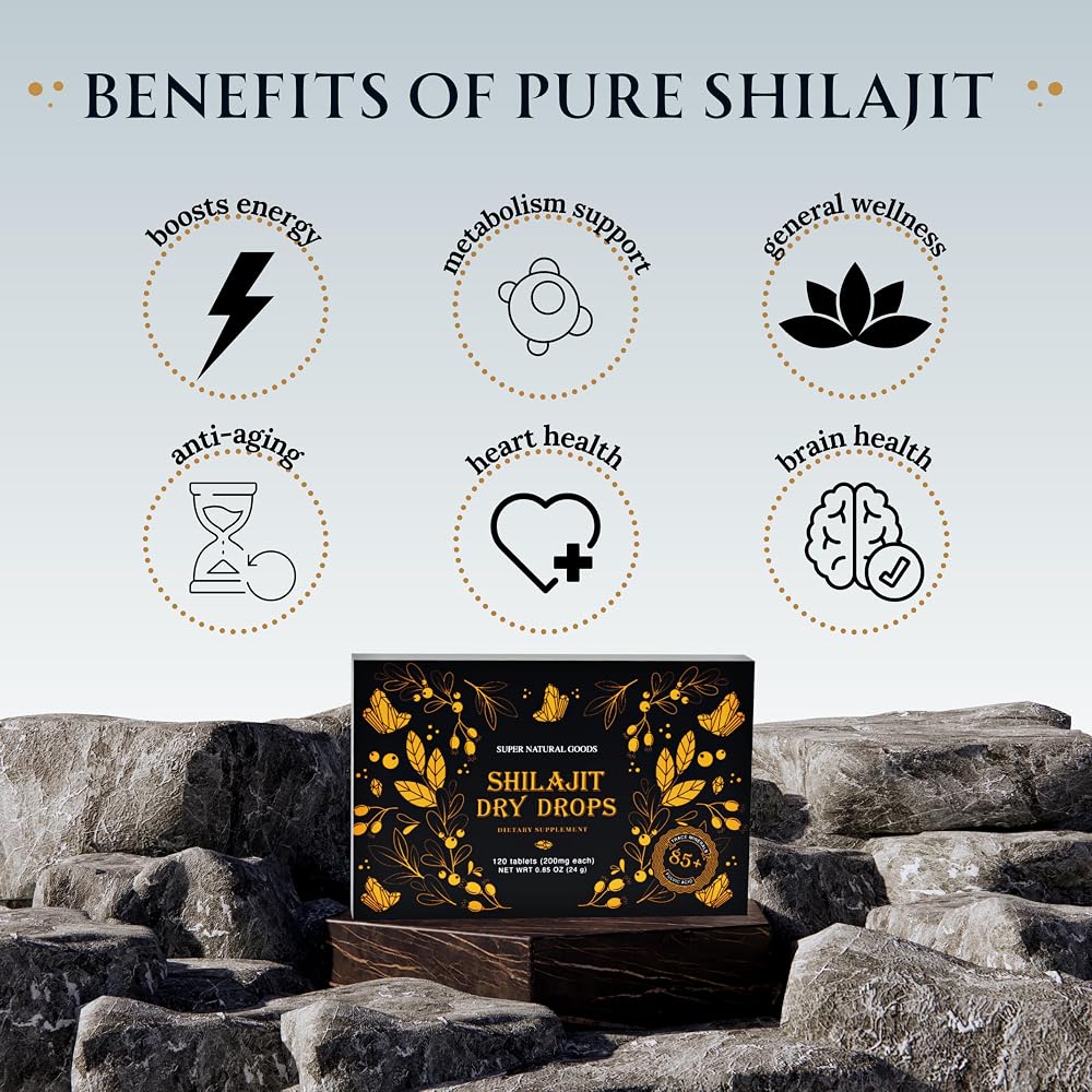 Super Natural Goods Pure Shilajit Resin Dry Drops - High Potency
