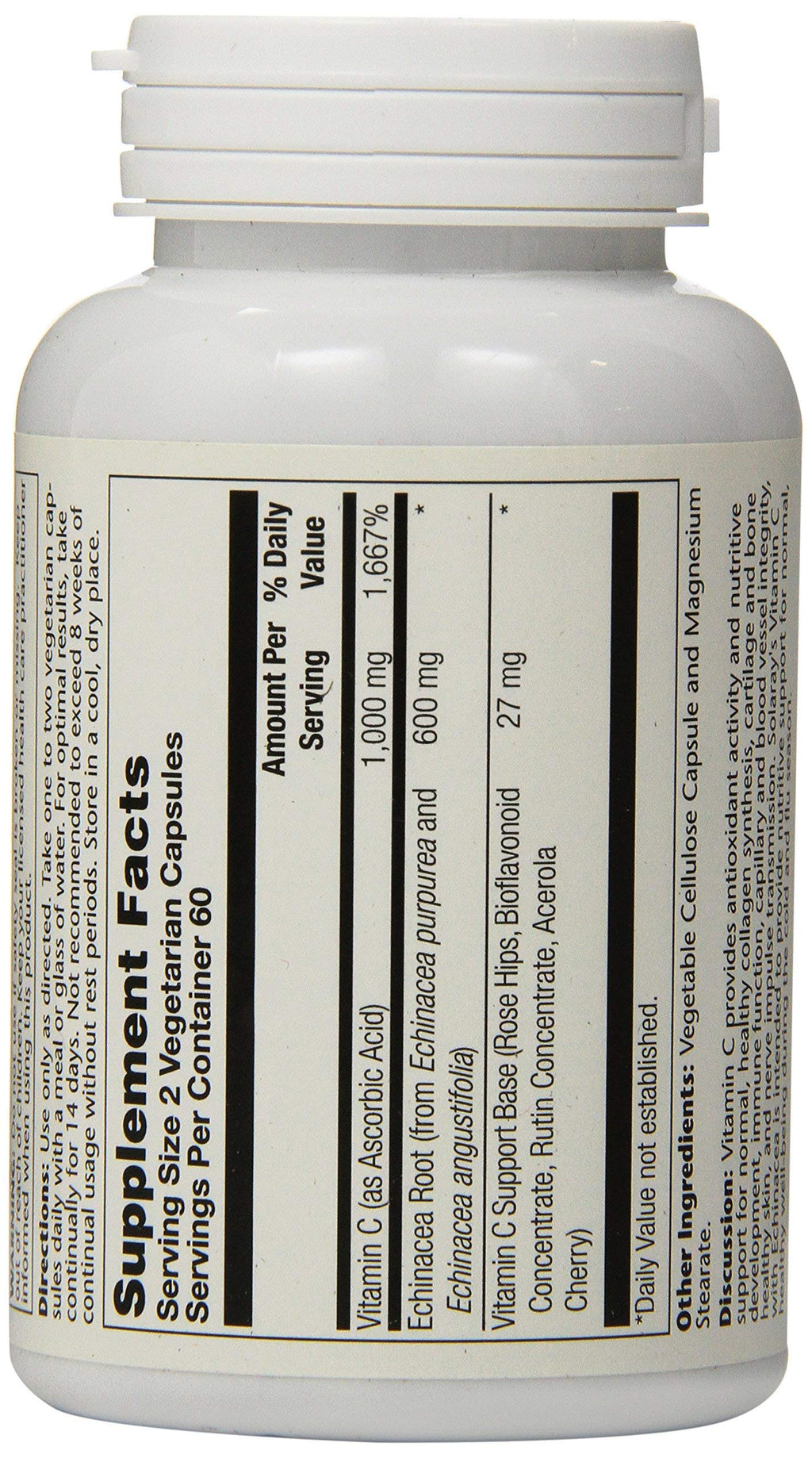 Solaray Vitamin C with Echinacea 500 mg - 120 Capsules - image 4