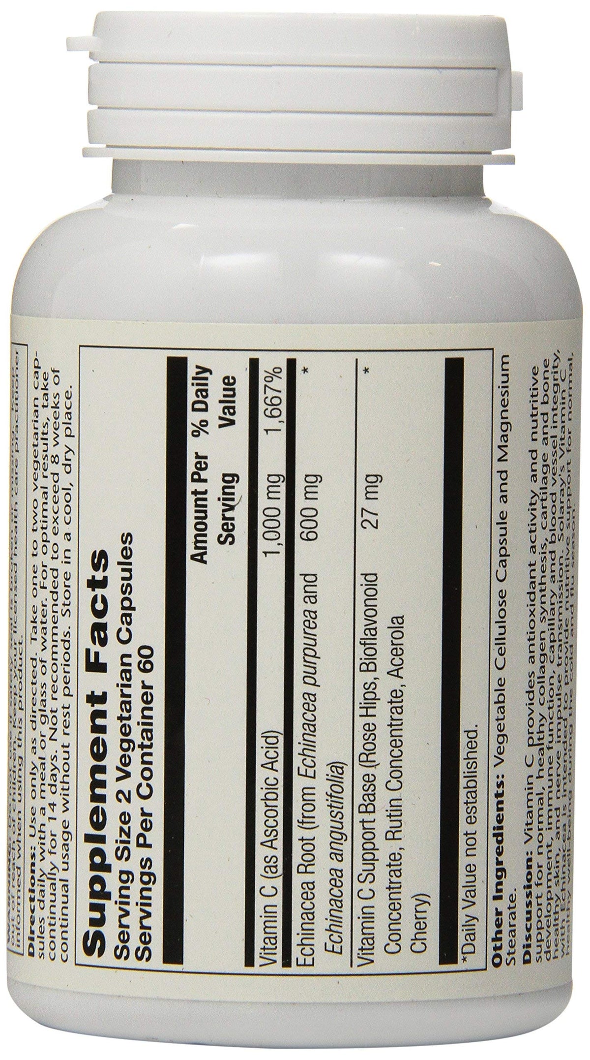 Solaray Vitamin C with Echinacea 500 mg - 120 Capsules - image 4