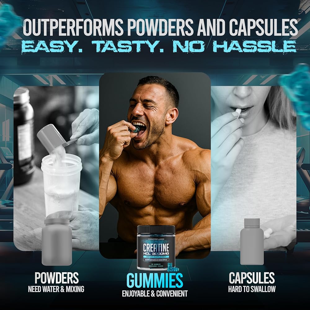 Demon Labz Creatine HCl 3000mg Vegan Gummies Raspberry - 90 Count - image 3