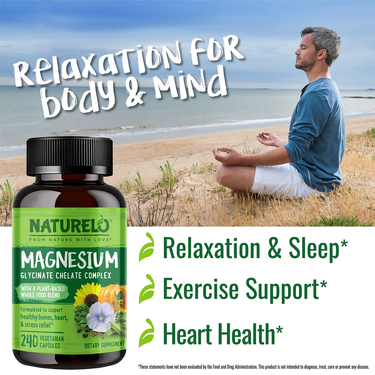 NATURELO Magnesium Glycinate 200 mg - 240 Capsules - image 4