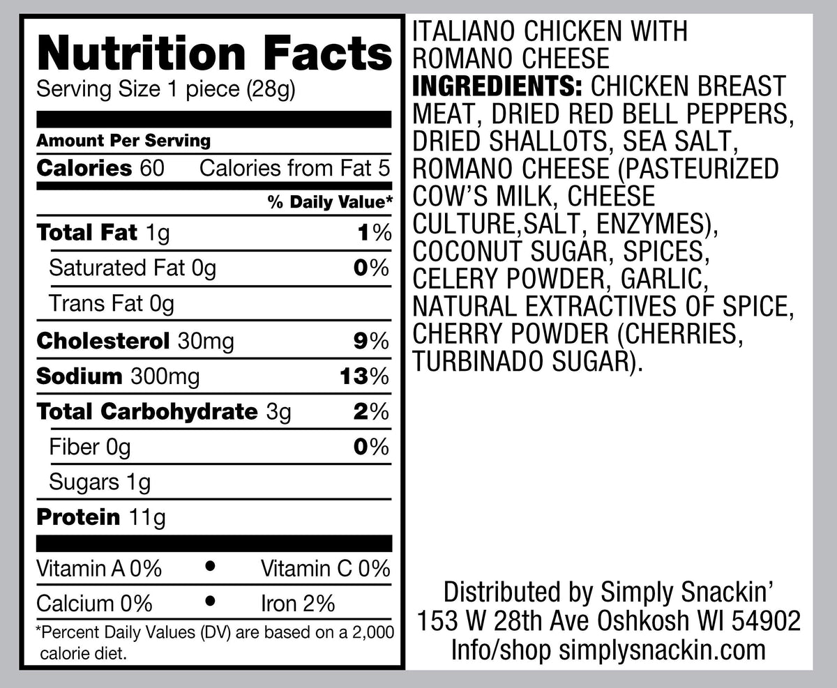 Simply Snackin Italiano Chicken Breast with Romano Cheese - 20 Snacks - image 2
