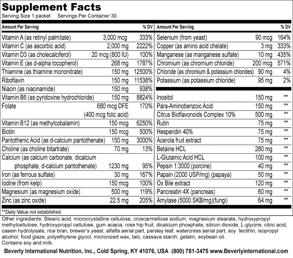 Beverly International Super Pak High-Potency Daily Multivitamin - 30 Packs - image 2