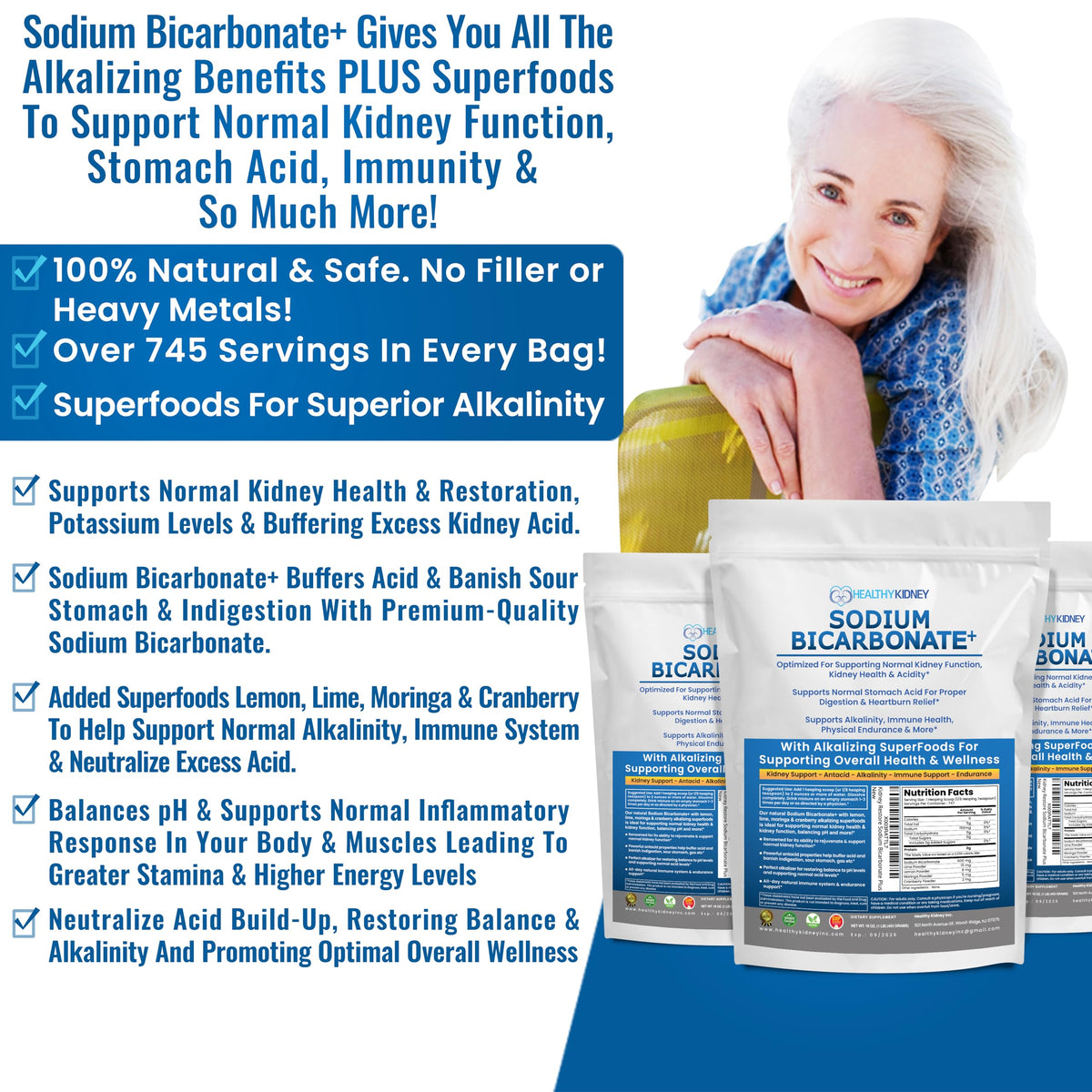 Kidney Restore Sodium Bicarbonate Alkaline Powder - 16 oz - image 4
