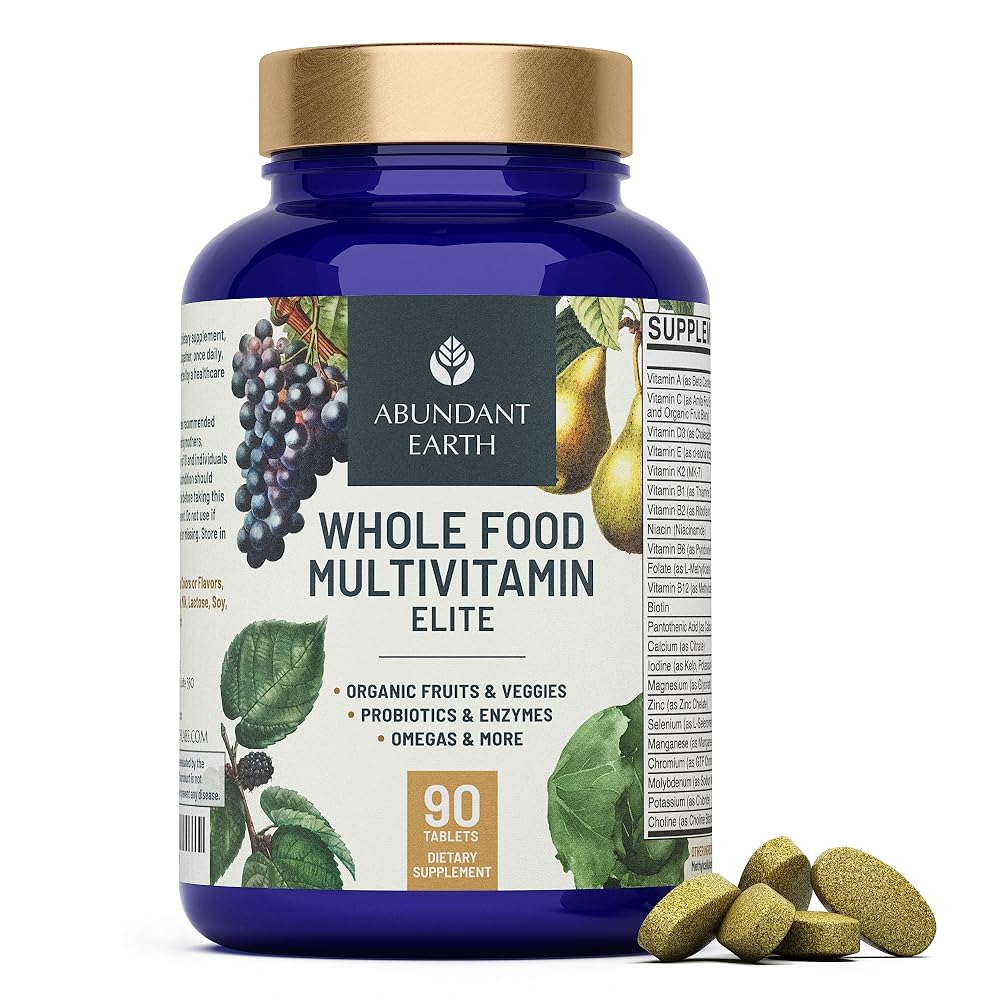 Abundant Earth Whole Food Multivitamin for Women & Men - 180 Tablets