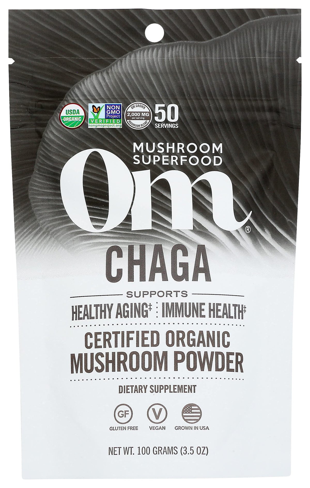 OM Mushroom Superfood Chaga Organic Mushroom Powder - 50 Servings