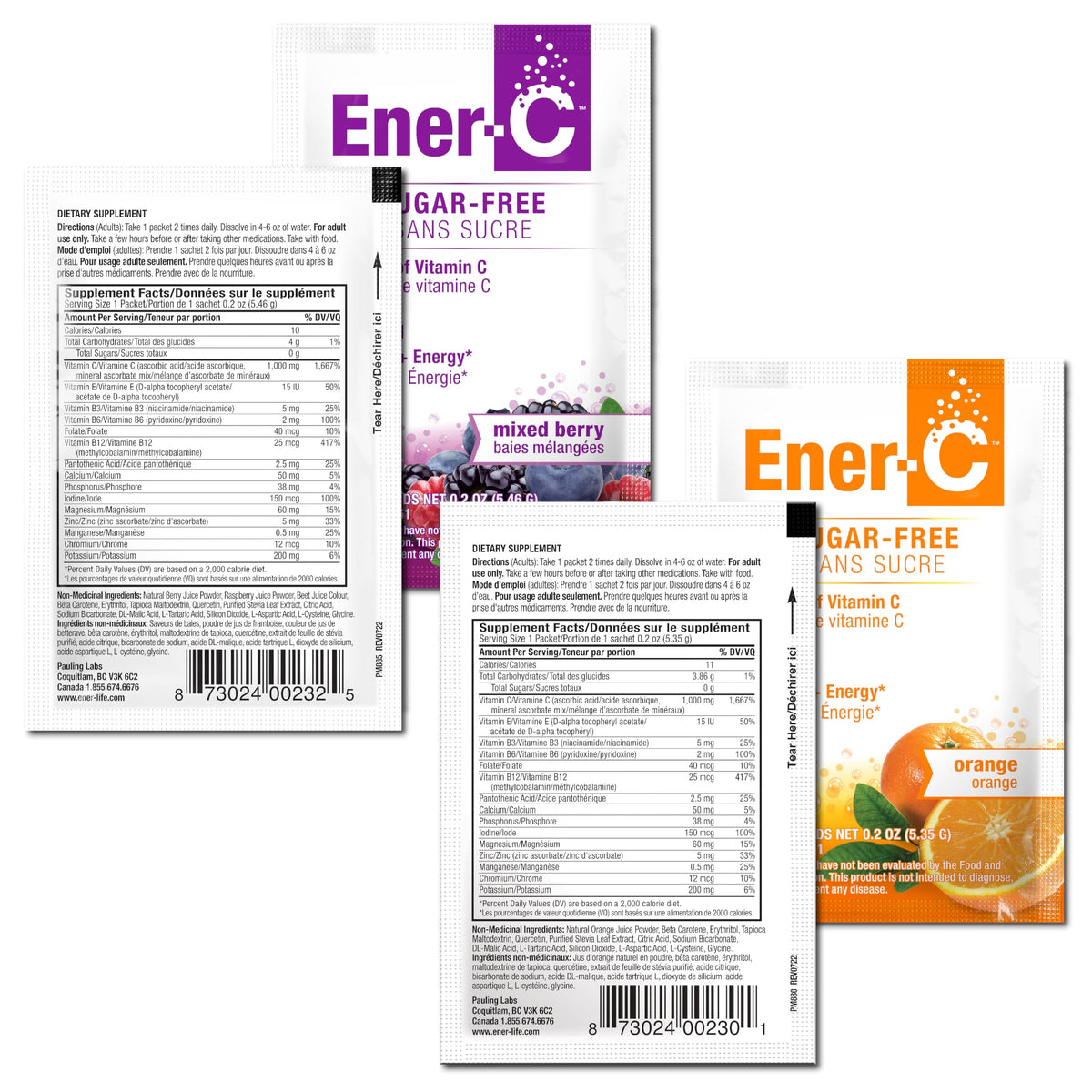 Ener-C Sugar Free Energy Orange Multivitamin Drink Mix Vitamin C