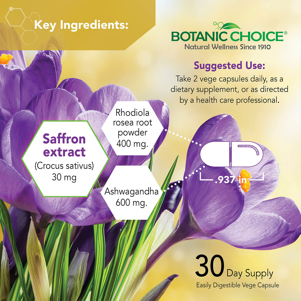 Botanic Choice Stress Complex Capsules Mood & Memory Support - 60 Capsules - image 5