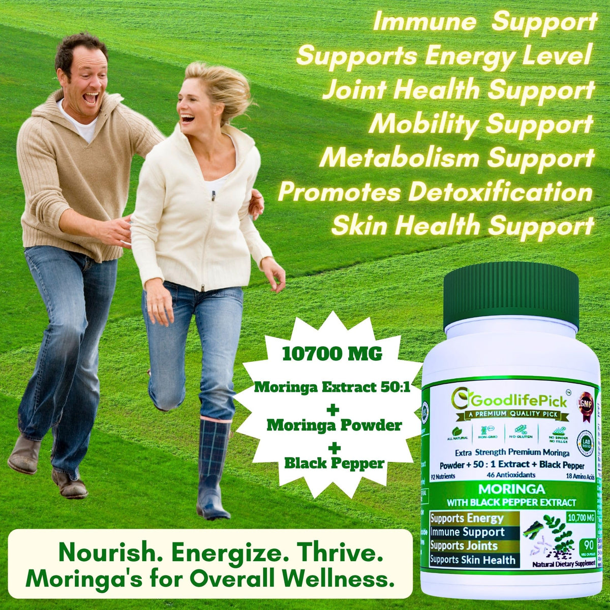 GoodlifePick Premium Moringa Capsules with Black Pepper