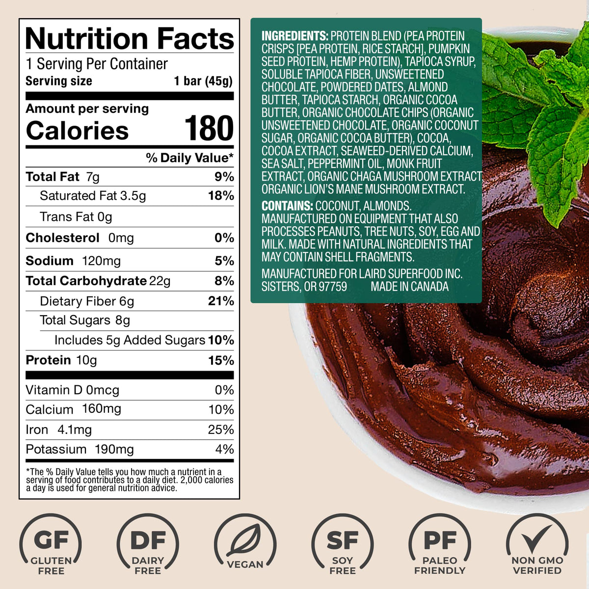 Laird Superfood Functional Protein Bars with Adaptogens