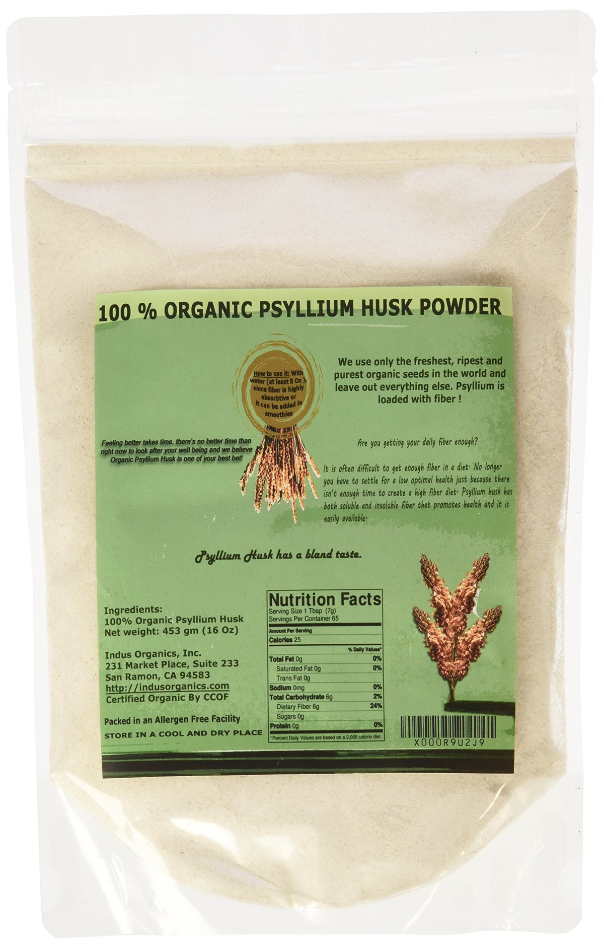 Indus Organics Psyllium Husk Powder - 1 Lb - image 2