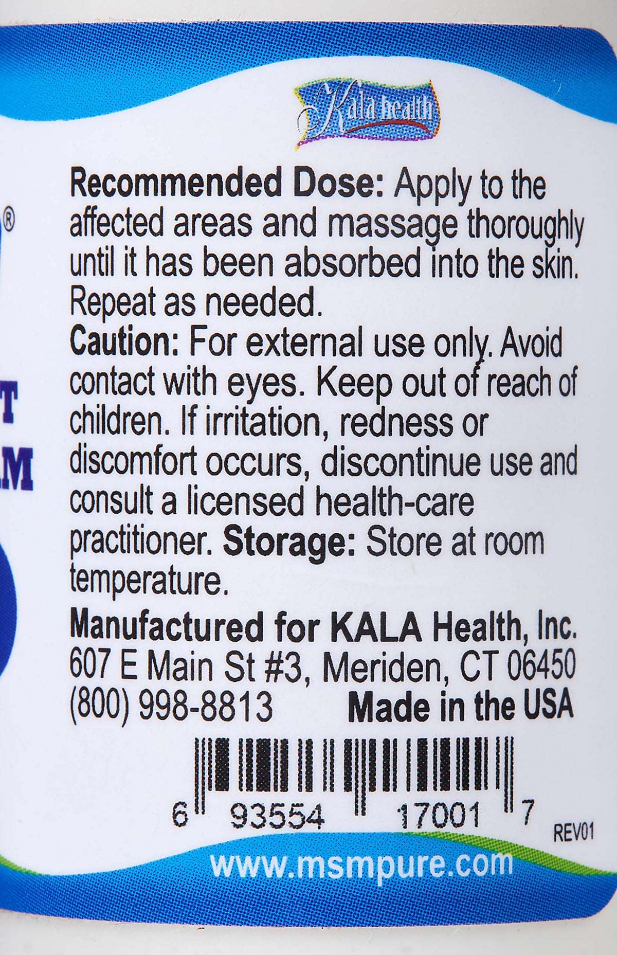 KALA HEALTH MSMPure Maximum Strength MSM Cream - 1 oz - image 2