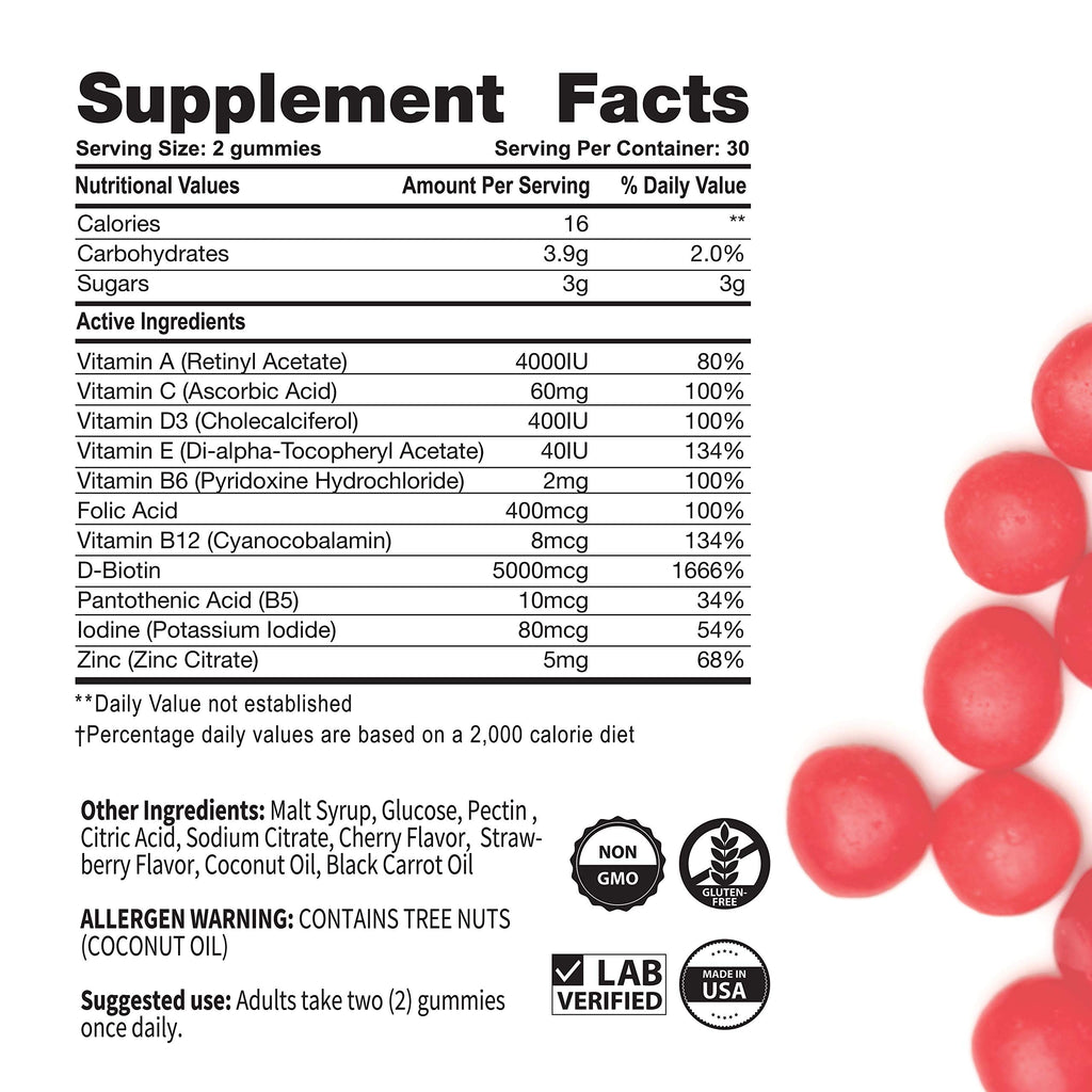 darbrrd SAME NUTRITION Hair, Skin & Nails Gummies with Biotin - 60 Count - image 4