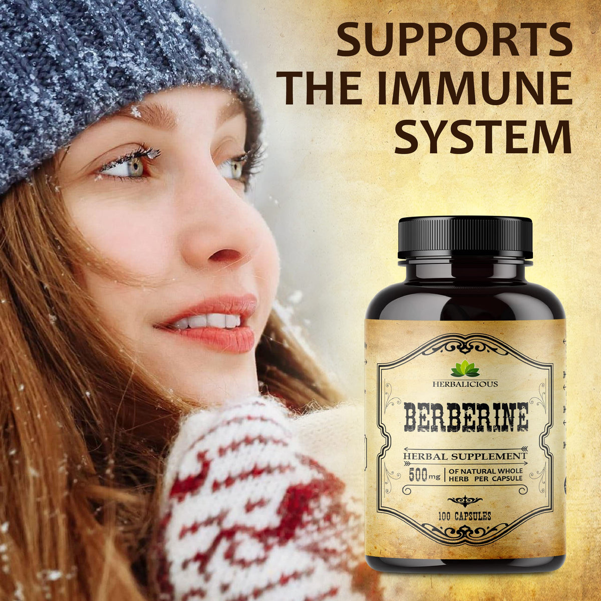 HERBALICIOUS Berberine HCL 500mg Immune Support - 100 Capsules - image 2