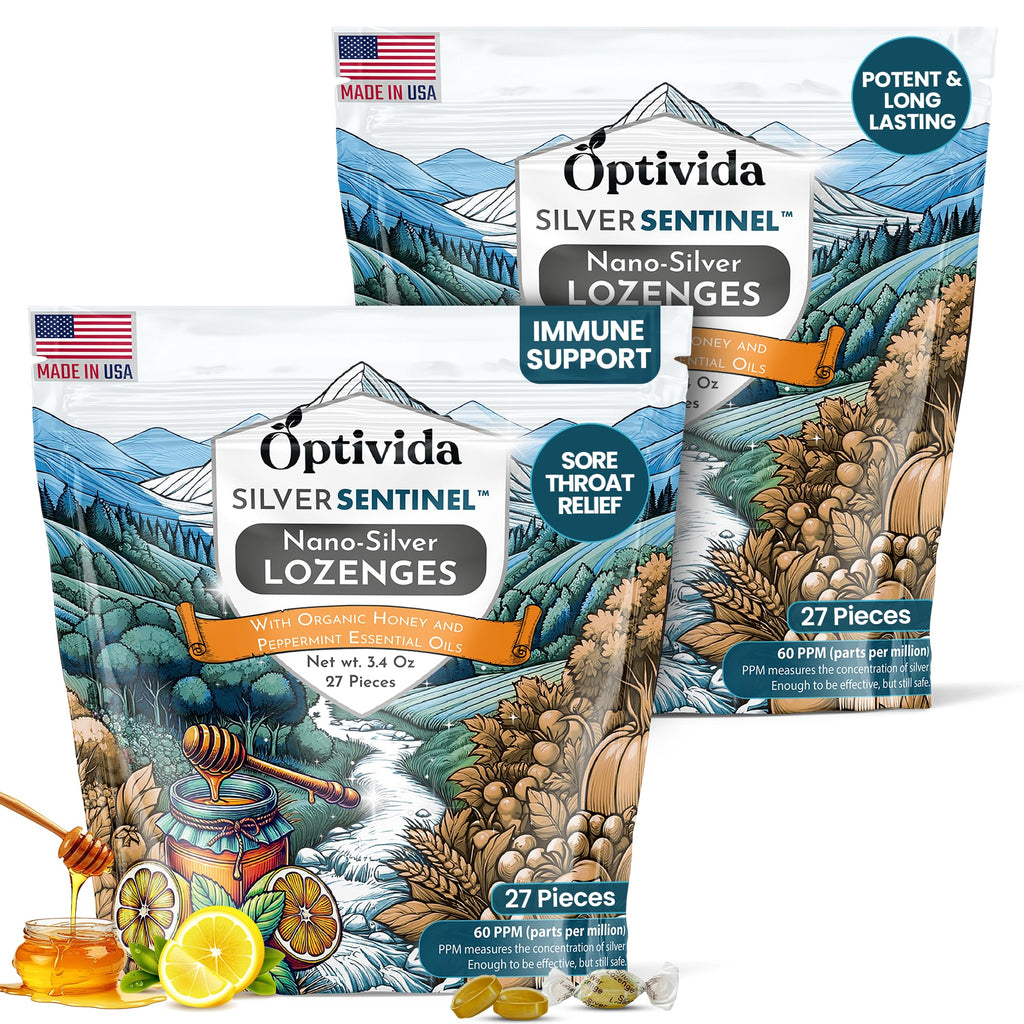 OPTIVIDA Nano Colloidal Silver Lozenges 60 PPM Lemon - 54 Count