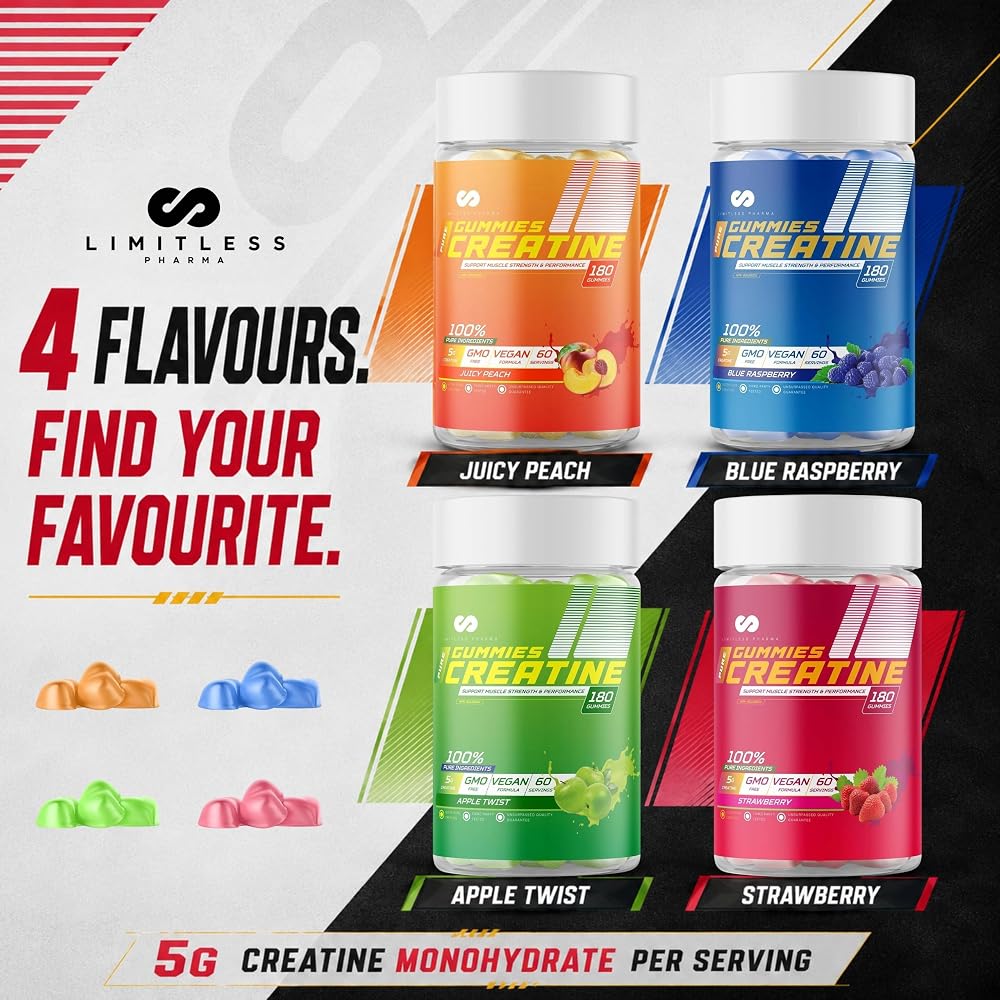 Limitless Pharma Pure Creatine Gummy Candy 5g - 180 Gummies - image 7