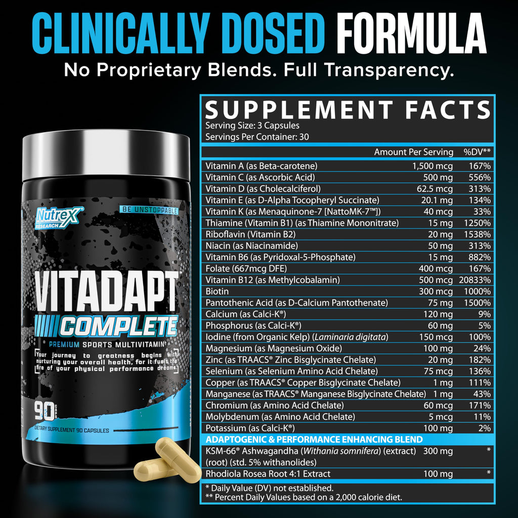 Nutrex Research Vitadapt Complete Sports Multivitamin for Men - 90 Capsules - image 4