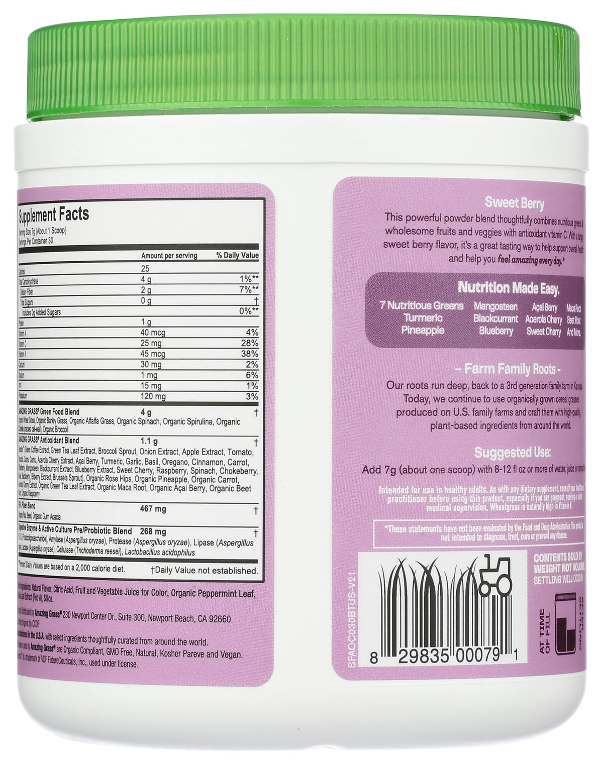 Amazing Grass Sweet Berry Antioxidant Superfood Powder - 7.4 oz - image 2
