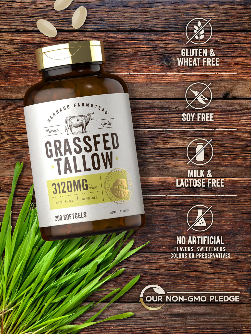 Carlyle Grass Fed Beef Tallow 3120mg - 200 Softgels - image 5