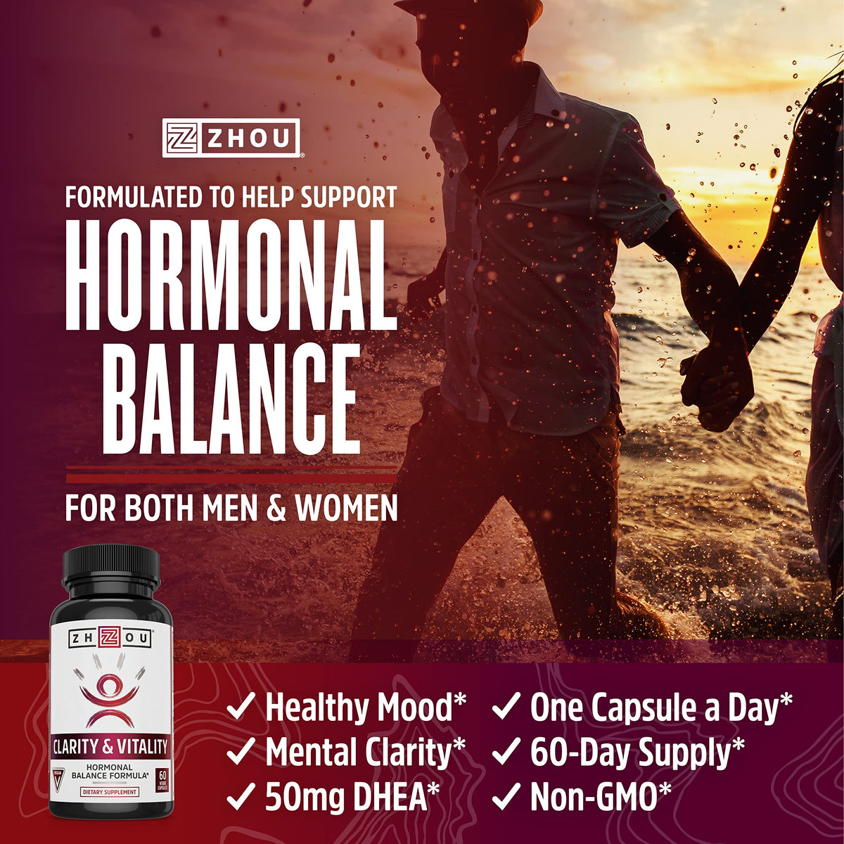 ZHOU Clarity & Vitality DHEA 50 mg - 60 Vegetarian Capsules - image 4