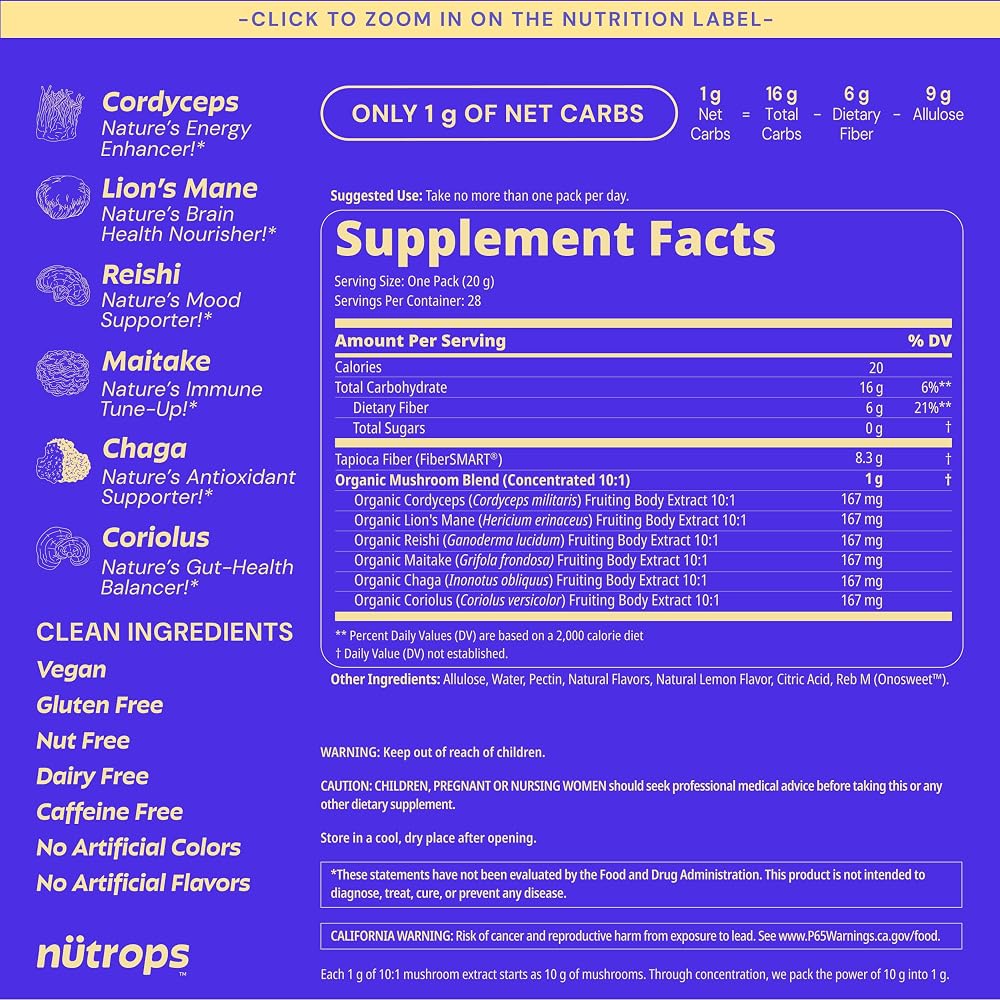 Grüns Gruns Nutrops, Functional Nootropics Mushroom Gummies, Herbal