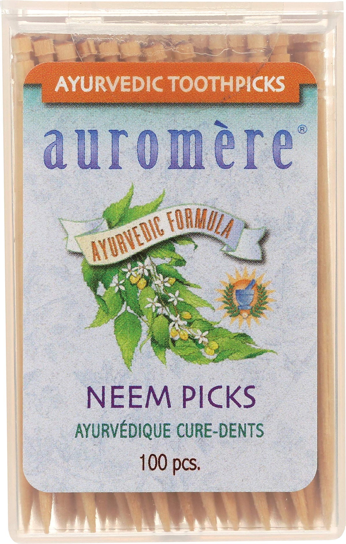 Auromere Ayurvedic Neem Toothpicks, Natural Birchwood - 100 Count