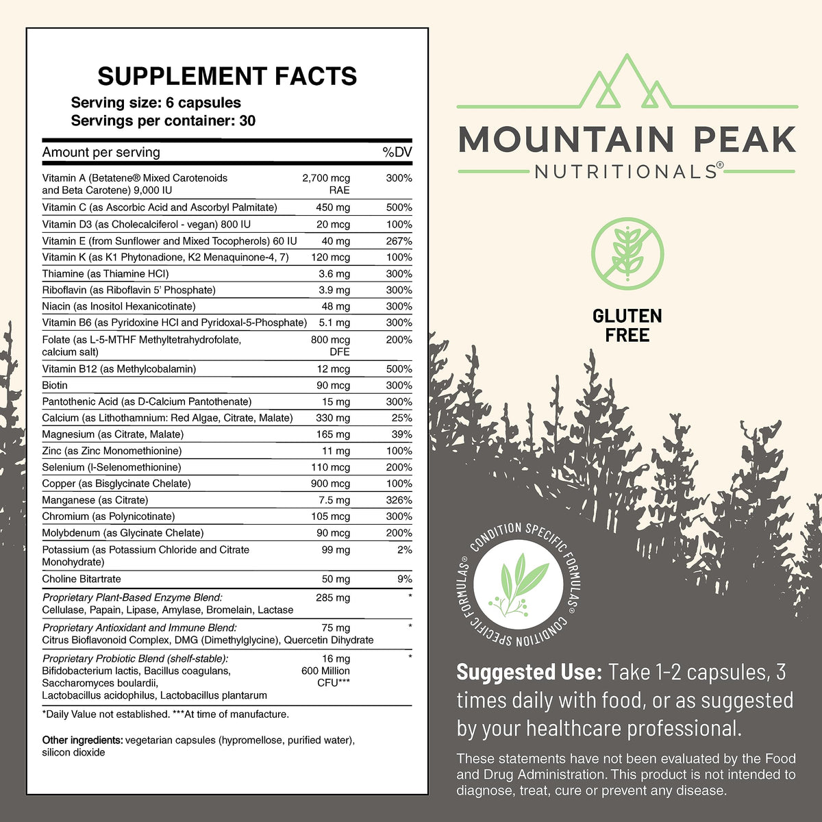 Mountain Peak Nutritionals Ultra High Multivitamin - 180 Vegetarian Capsules - image 4