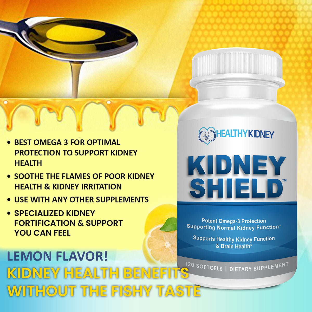Kidney Restore Kidney Shield Omega 3 Fish Oil - 120 Lemon Softgels - image 8