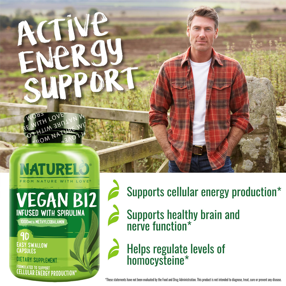NATURELO Vegan B12 Methylcobalamin 1000 mcg - 180 Capsules - image 5