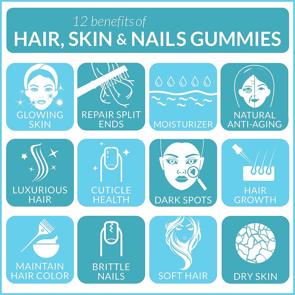 Artnaturals Hair Skin and Nails Gummies for Hair Growth - 100 Gummies - image 4
