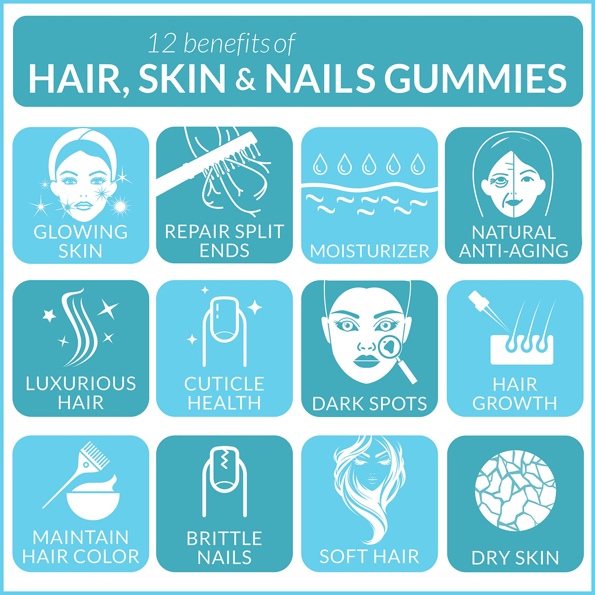 Artnaturals Hair Skin and Nails Gummies for Hair Growth - 100 Gummies - image 4