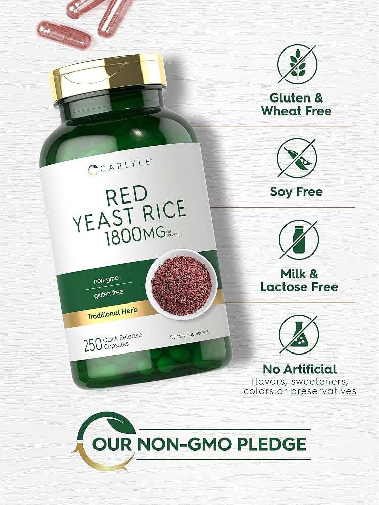 Carlyle Red Yeast Rice Supplement 1800 mg - 250 Capsules - image 4