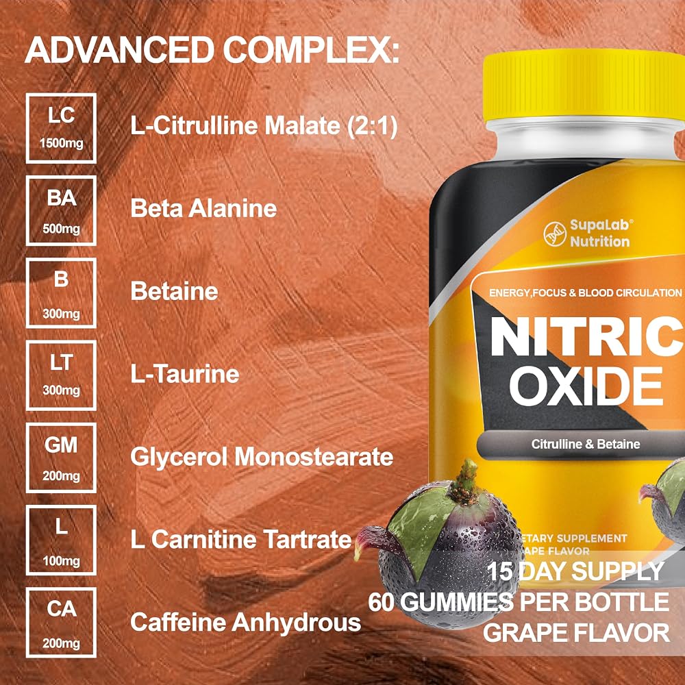MEGNETA Nitric Oxide Gummies for Energy & Workout Support - 60 Gummies - image 4