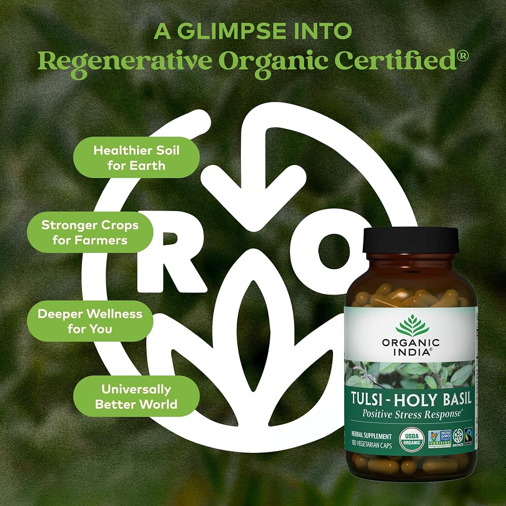 ORGANIC INDIA Tulsi Holy Basil Capsules Stress Relief - 180 Capsules - image 2