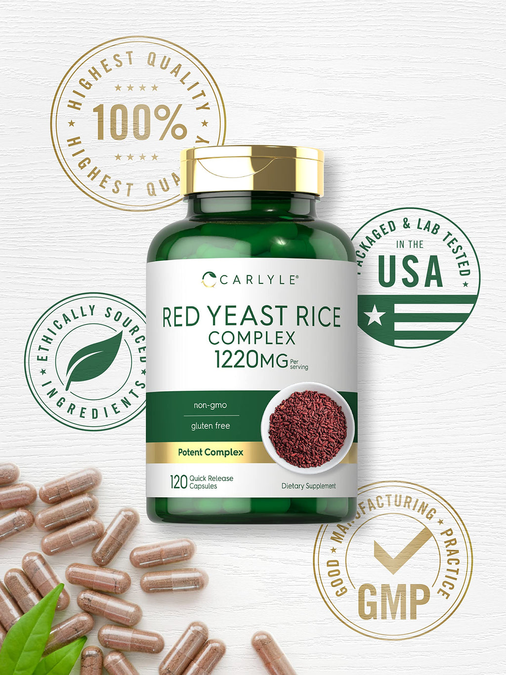 Carlyle Red Yeast Rice Complex 1220mg - 120 Capsules - image 5